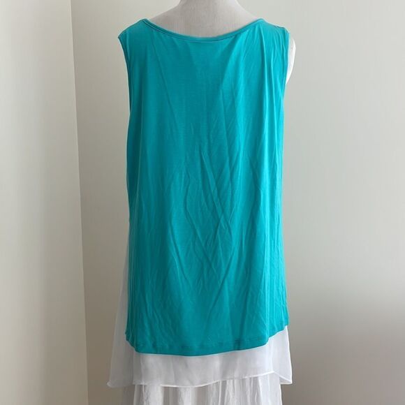 Worthington Teal and White Layered Tank Top - Picture 6 of 8